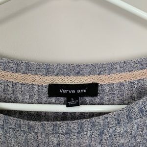 Off the shoulder grey shirt